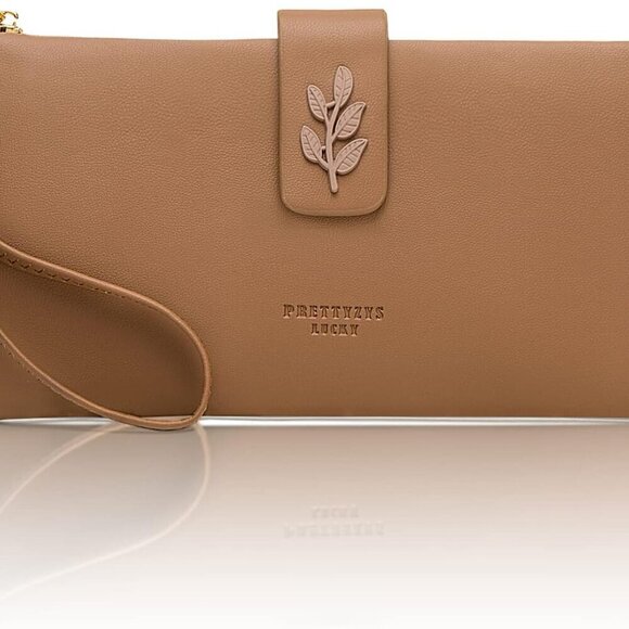 Accessories - Women's RFID Blocking Wristlet Wallet with Phone Pocket Large Capacity Stylish P